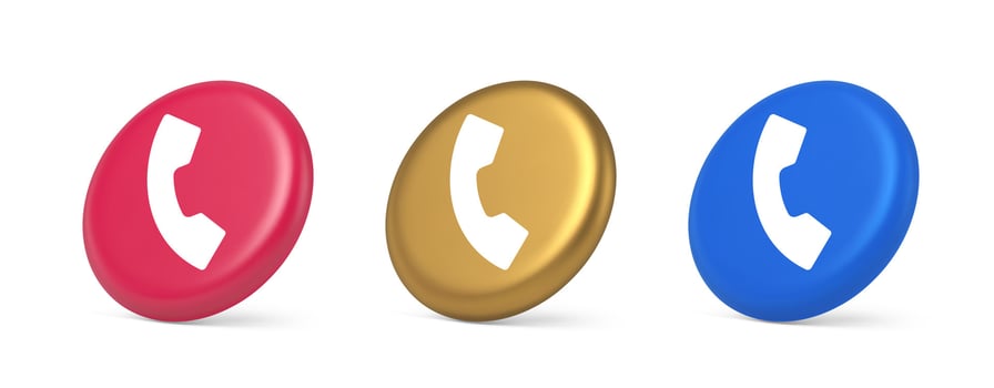 Helpline hotline call center phone handset button 3d realistic isometric circle icon vector