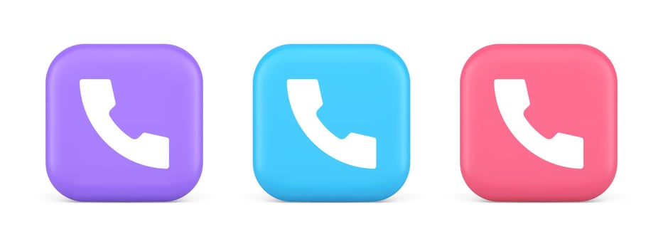 Helpline hotline call center phone handset squared button 3d realistic icon vector