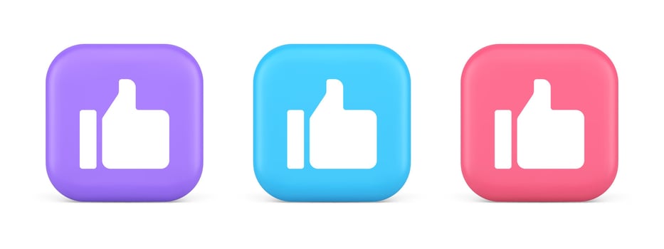 Thumb up like cool button cyberspace approve acceptance communication 3d realistic icon vector