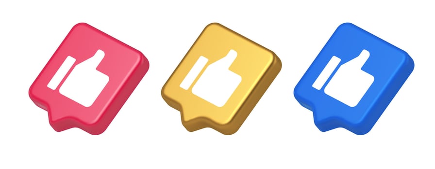 Thumb up like cool button cyberspace approve acceptance communication 3d realistic speech bubble icon vector