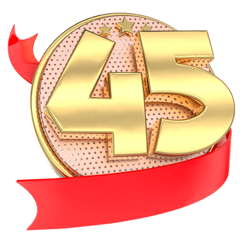 Number 45 Anniversary Gold 3D png