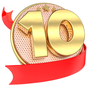 Number 10 Anniversary Gold 3D png