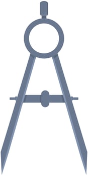 School equipment compass circle flat illustration isolated on white background. vector