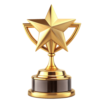 A golden trophy with a star on top png