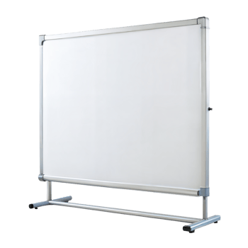 A large, free-standing whiteboard with a silver frame and an adjustable stand png