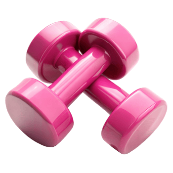 A pair of pink plastic dumbbells, perfect for home workouts png