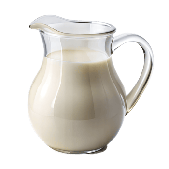 A full glass pitcher of milk with a transparent background png