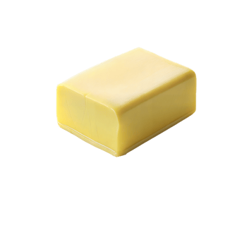 A single stick of yellow butter, isolated on a transparent background png