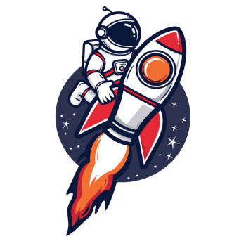 Astronaut with rocket. illustration for t-shirt png