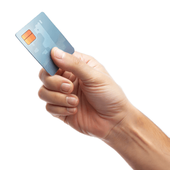 A hand holding a credit card with a red stripe png