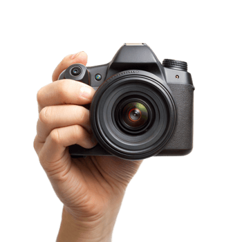 A person is holding a camera and taking a picture png