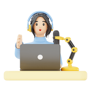 Podcast Young Woman 3D Podcast Illustration for uiux, web, app, infographic, etc png