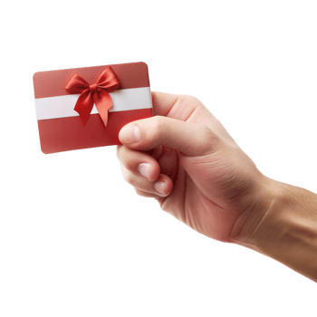 A hand holding a red card with a bow on it png