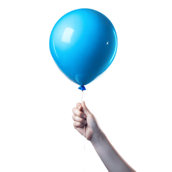 A hand holding a blue balloon png