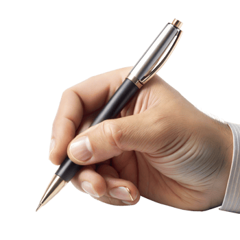 A man is holding a pen and writing png