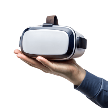 A person is holding a virtual reality headset in their hand png