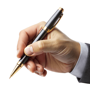 A man is holding a pen in his hand png