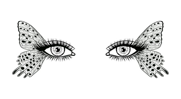 Eyes with butterfly wings. vector