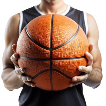 A man is holding a basketball in his hands png
