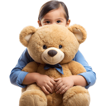 A young girl is holding a teddy bear png
