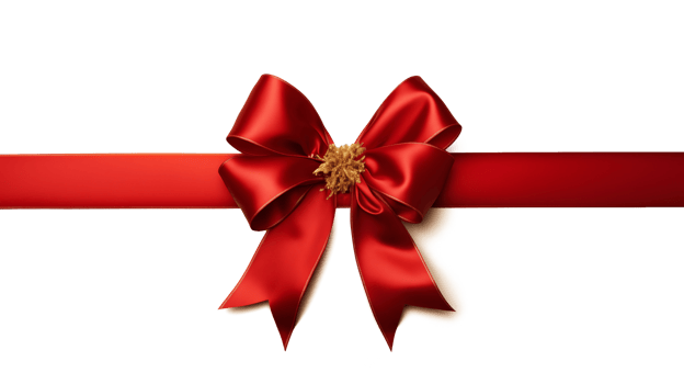 Transparent red and gold ribbon and bow png