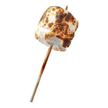 Toasted marshmallow on a stick isolated on transparent background png