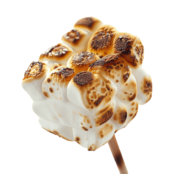 Toasted marshmallow on a stick isolated on transparent background png