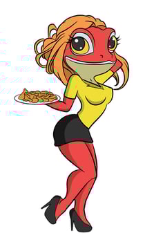 Red Frog cartoon sexy mascot server fast food female animal character vector