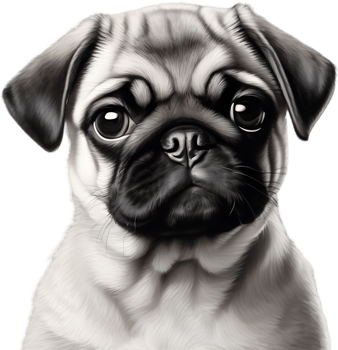 Close up captures Pugs distinctive wrinkled, expressive face. AI-Generated. png