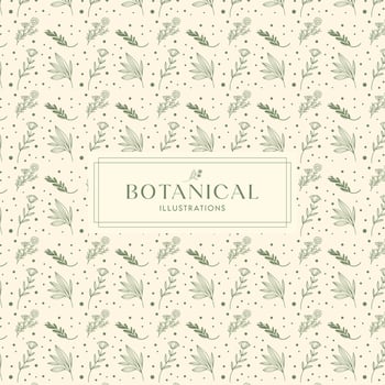 Summer Tropical Leaves Cream Green drawn mono-line floral botanical flower background design vector