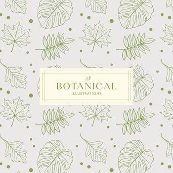 Summer Tropical Leaves Peach Orange drawn mono-line floral botanical flower background design vector