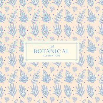 Summer Tropical Leaves Pink Blue drawn mono-line floral botanical flower background design vector