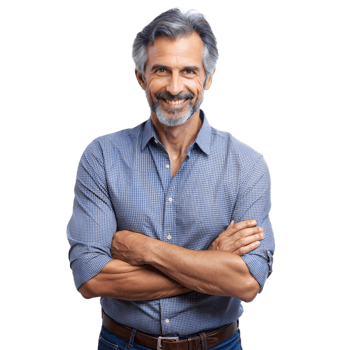 Smiling Middle-Aged Man With Arms Crossed Standing Against a Transparent Background png