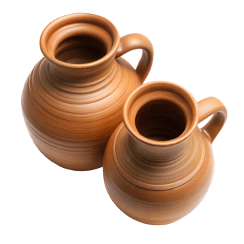 Two Brown Clay Jugs With Handles Isolated on Transparent Background png