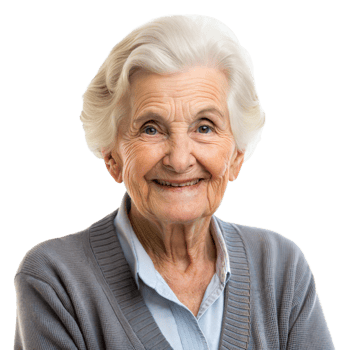 Portrait of a Smiling Senior Woman Wearing a Gray Sweater png