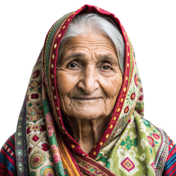 Close Up Portrait of an Elderly Indian Woman Wearing a Traditional Sari png