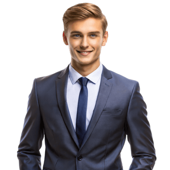 Smiling Businessman in Suit With Blue Tie Portrait png