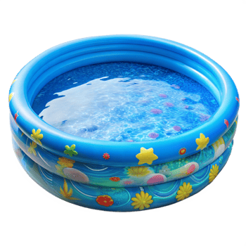 Inflatable Kiddie Pool Filled With Water on Transparent Background png