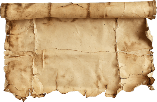 Aged Scroll Paper with Torn Edges. png
