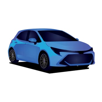 blue sedan car on white background. business sedan isolated vector