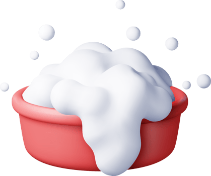 3d plastic basin with soapy foam and bubbles png