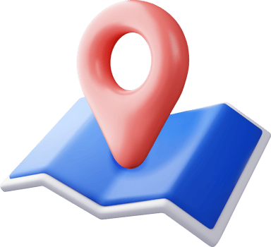 3D cartoon folded map with location pin png