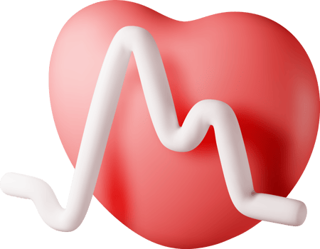 3d red heart with pulse line png