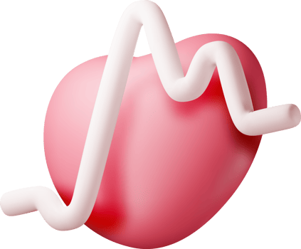 3d red heart with pulse line png