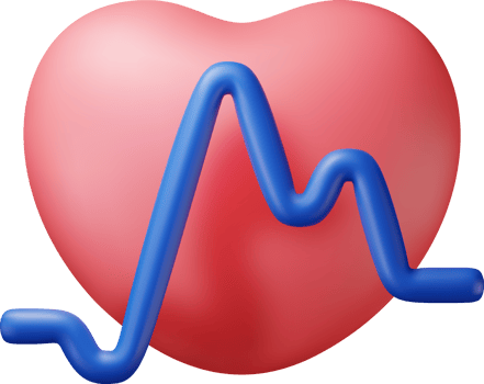 3d red heart with pulse line png