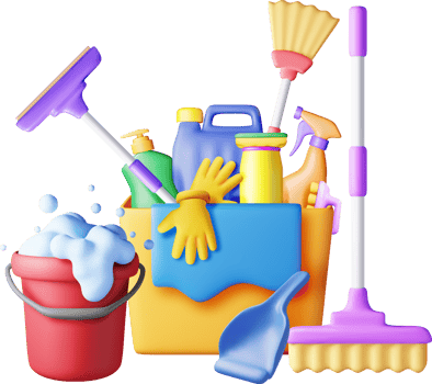 3D set of home cleaning tools png