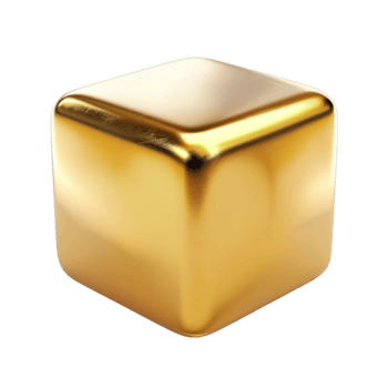 golden cube on transparent background png