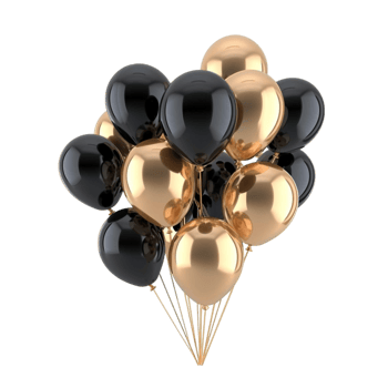 black and gold balloons on a white background png