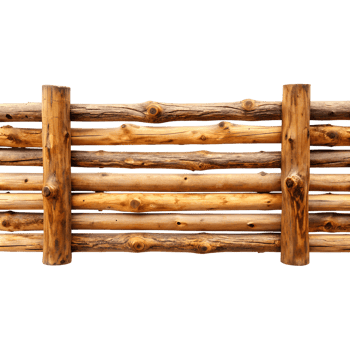 Close-Up of Wooden Log Fence Isolated on Transparent Background png
