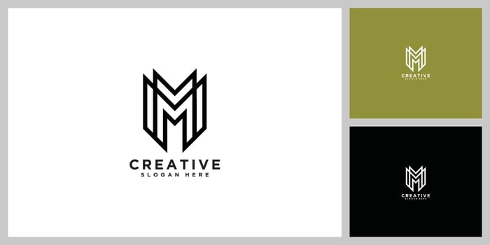 Letter M line logo design. Linear creative minimal monochrome monogram symbol vector